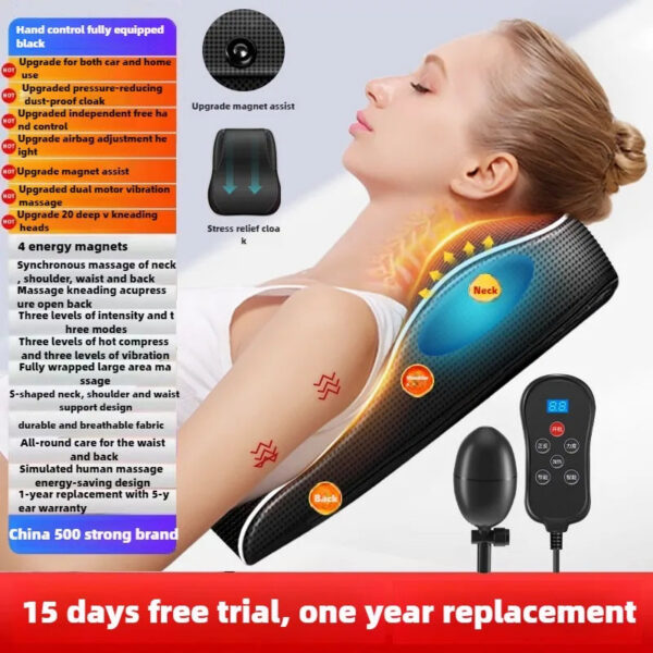 65fbf86f76b68e8c JAIYORL Electric Massage Neck Pillow Shiatsu Head Cervical Ttraction Body Back Waist Massager Car with Heating Vibrating Massage