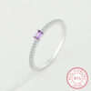 65fcdb2954bc3edb NEW Simple Genuine S Sier Ring For Women Amethyst Single Row of Diamond Zircon Engagement Valentine's Day Gift Jewelr