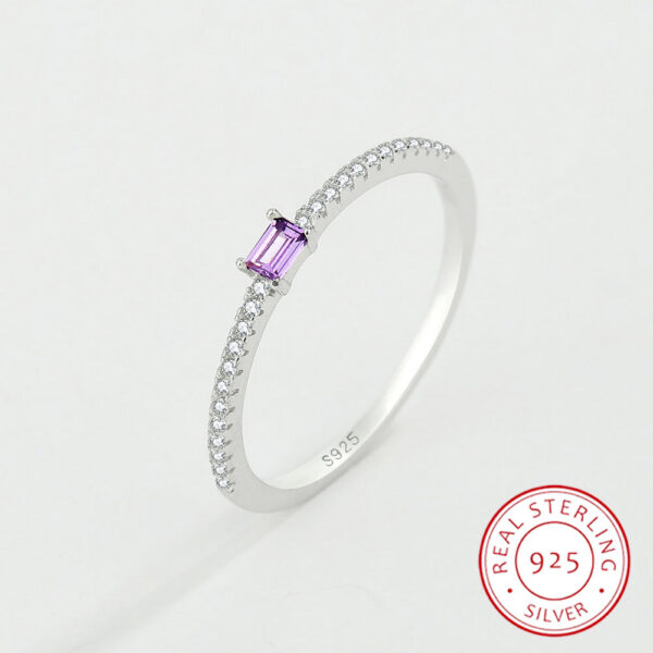 65fcdb2954bc3edb NEW Simple Genuine S Sier Ring For Women Amethyst Single Row of Diamond Zircon Engagement Valentine's Day Gift Jewelr