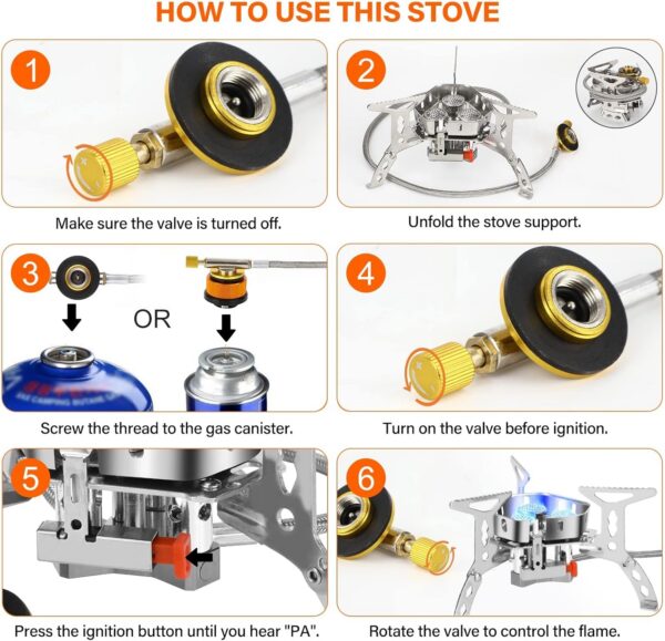 65fda9c3c2c203af Camping Gas Stove 6600W, Portable Outdoor Camping Furnace, Folding Wild Camp Gas Burner, Backpacking Stove Suitable for Hiking, Camping, Trekking and Picnic