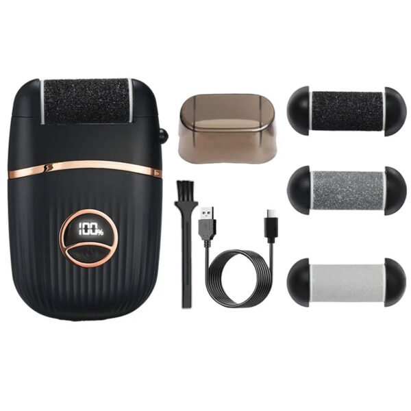 Electric Grinder Rechargeable Callus Pedicure Tools Foot File Feet Care Dead Skin Remover With 3 Roller Heads