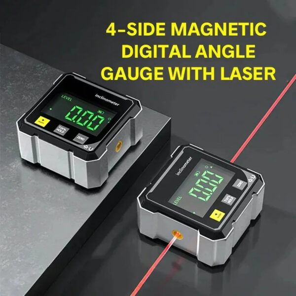 6625707e70b0d595 NEW 4-Side Magnetic Digital Angle Gauge With Laser Electronic Protractor Horizontometer Inclinometer Angle Ruler Slope Measuring