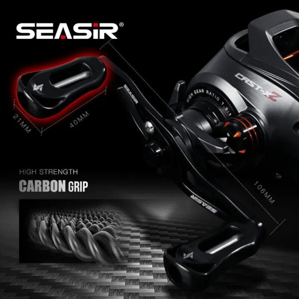 SEASIR Cast X2 Baitcasting Reel 7.3:1 Hybrid Ceramic Carbon Fiber Washer Dual Bearing System N52 Brake Fishing Reels