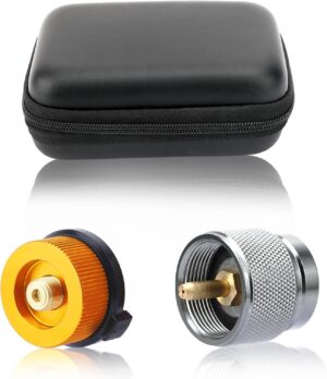 SAN LIKE 2pcs Camping Stove Adapter Butane Canister Adapter EN417 Lindal Valve Canister Shifter Propane Adapter Isobutane Fuel Canister with Exhaust Air Pressure Button