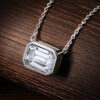 KNOBSPIN 10ct Emerald Cut Moissanite Pendant Lab Diamonds with GRA Certificates s Sterling Sier Wedding Necklaces for women