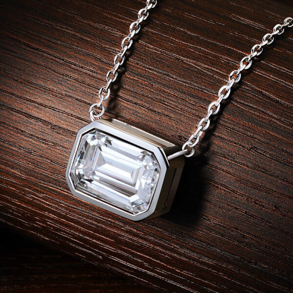 KNOBSPIN 10ct Emerald Cut Moissanite Pendant Lab Diamonds with GRA Certificates s Sterling Sier Wedding Necklaces for women