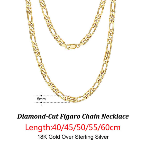 6670c990d2ec2bae ORSA JEWELS Handmade Italy Diamond-Cut Figaro Necklace Genuine Sterling Sier Man Woman Neck Chain Jewelry Gift SC34
