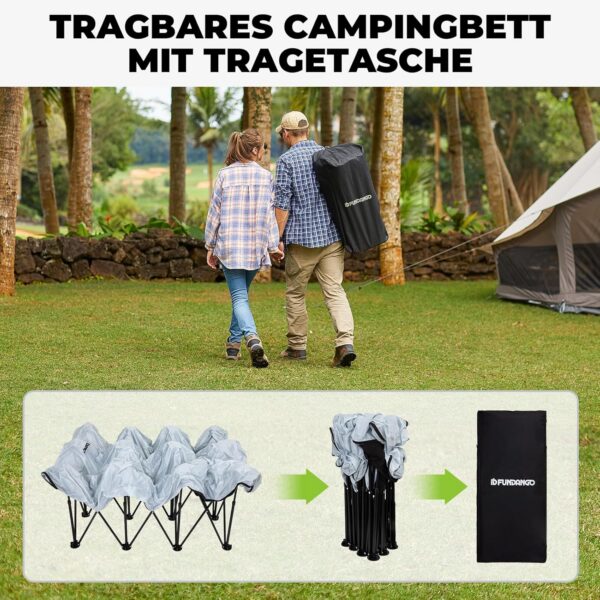 667fb675407904b7 FUNDANGO Campingbett Luftmatratze 2 Personen mit Gestell, Camping luftbett mit pumpe Beistelltisch,Aufblasbare Matratze mit Tragetasche, Gästebett für Reisen Angeln Camping Indoor