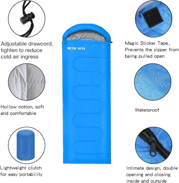 Sleeping Bag for Adults – Lightweight & Warm Waterproof 3-Season Sleeping Bag for Camping, Hiking, Outdoor & Indoor Use, Compact & Comfortable with Compression Bag