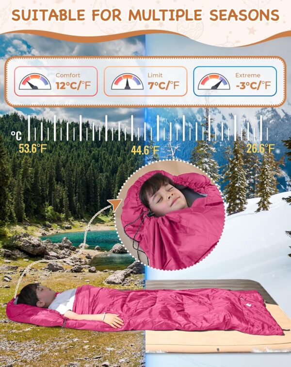 668e77b4c36bcf84 KingCamp Kids Sleeping Bag 3 Season- Lightweight Waterproof Camping Sleeping Bag Indoor & Outdoor Use for Kids for Camping with Compression Sack