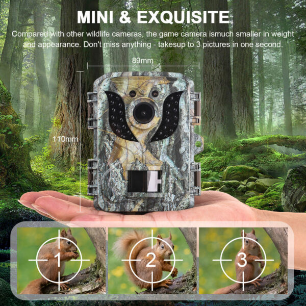Mini Hunting Trail Camera 16MP 1080P HD Infrared Night Vision Waterproof Outdoor Motion Activated Wildlife Scouting Photo Traps
