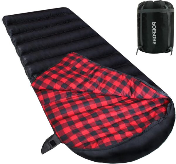 66bd8fed45e0a10a 0 Degree Sleeping Bag 100% Cotton Flannel XXL Cold Weather Winter Oversized Sleeping Bag for Adults Camping Zero Degree Big and Tall with Compression Sack