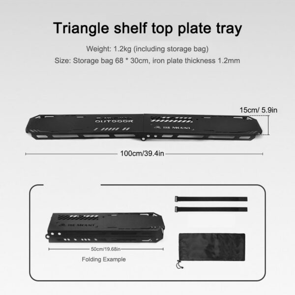 66c841c937d1fa53 Foldable Tripod High Strength Bending Camping Rack Top Plate with Hanging Hole for BBQ Picnic Hiking