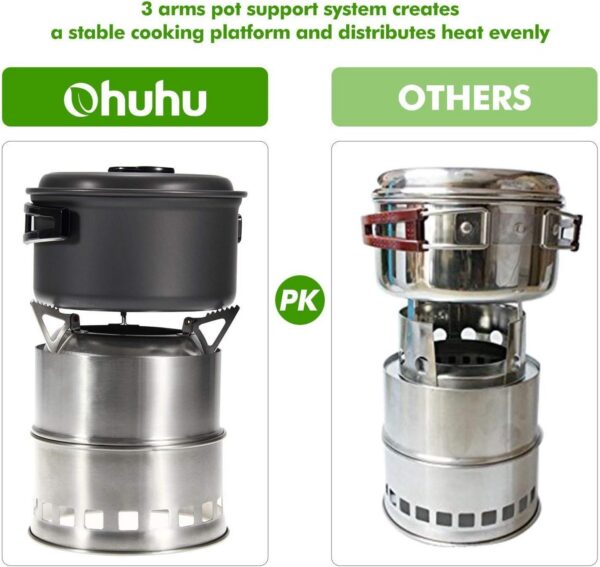 66c99a493744c982 Ohuhu Rocket Stainless Steel Lightweight Camping Stove - Wood Alcohol Portable Outdoor Cooking Picnic BBQ Hiking with Mesh Bag