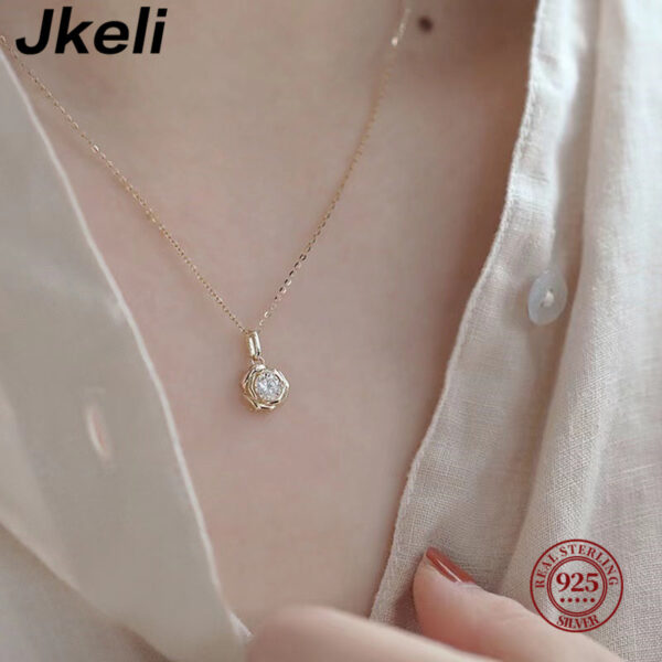 Jkeli Sterling Sier Plated 14k Gold Shiny Zircon Flower Bracelet for Women Girl Korean Temperament Exquisite Jewelry Gifts
