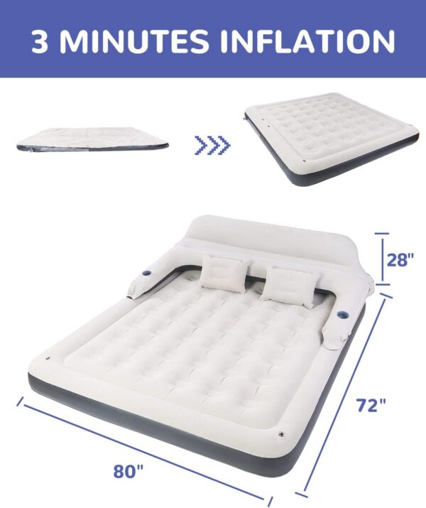 66dc4811223fdd08 Queen Air Mattress for Tents Camping - 9" Raised Portable Double Inflatable Couch with Soft Backrest Patch Kit - Blow Up Bed for Car Travel/Overnight Outdoors/Family Leisure