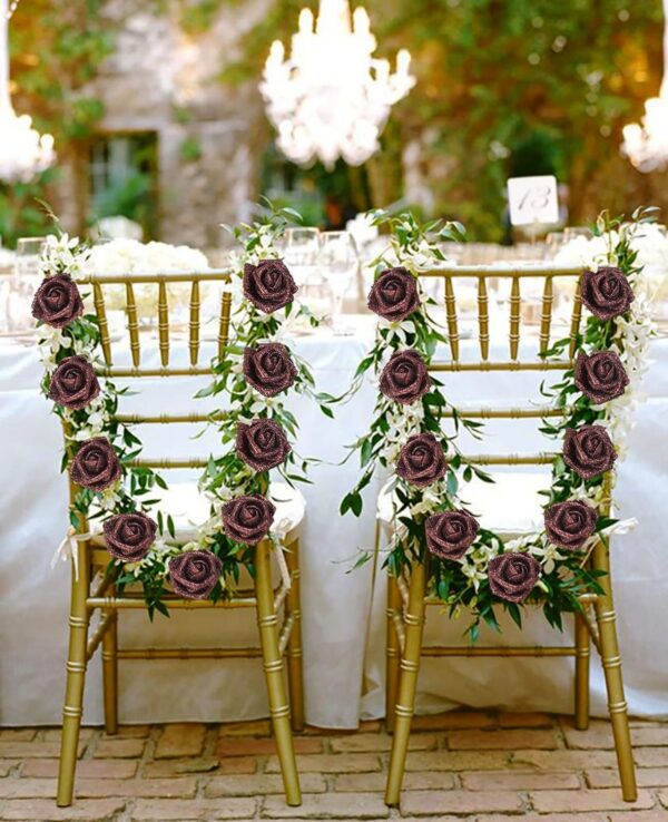 66df209733127778 IPOPU Artificial Flowers, 25pcs Foam Glitter Roses Glitter Foam Rose Foam Rose with Stem for DIY Wedding Bridal Bouquet Home Party Decoration(Coffee)