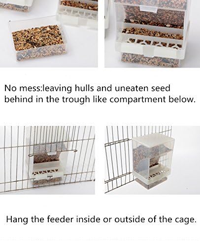 Hypeety Automatic Bird Feeder No Mess Pet Feeder Seed Food Container Perch Cage Accessories for Budgerigar Canary Cockatiel Finch Parakeet