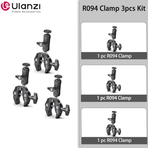 6718447f156fb06a Ulanzi R094 Metal Super Clamp with Double Ball Head Magic Arm Clamp with 1/4" 3/8" Hole for DSLR Camera Monitor Light Mic Mount