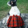 673981e57080c382 White Embroidery Snowflake Ugly Vintage Knit Reindeer Holiday Festive Christmas Dog Sweater Dress for Puppy,X-Small (XS) Size Back Length 9"