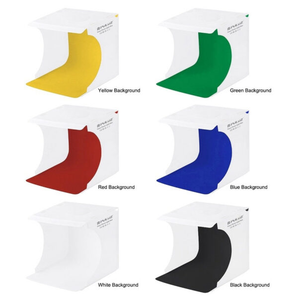 674f6a1de4c2e4cb PULUZ 20cm Mini 2 LED Panels Folding Portable 1100LM Light Photo Lighting Studio Shooting Tent Box Kit with 6 Colors Backdrops