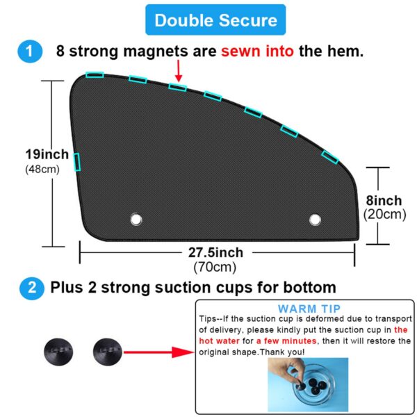 Ovege Shades Magnetic 2pcs Universal Car Screen Mesh Side Sun Shade Automotive W
