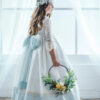 Flower Girl Dresses For Wedding Floral Appliques Long Princess First Communion Gowns With Feathers