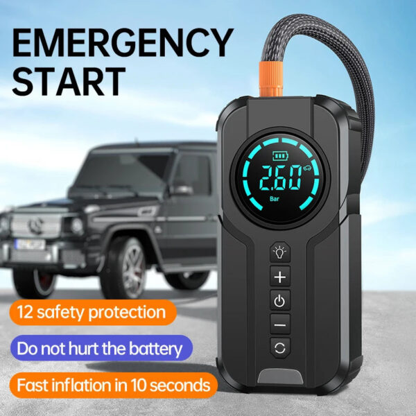 Car Jump Starter Pump Power Bank Lighting Portable Air Compressor 4 In 1 Cars Battery Starters Starting Auto Tyre Iator