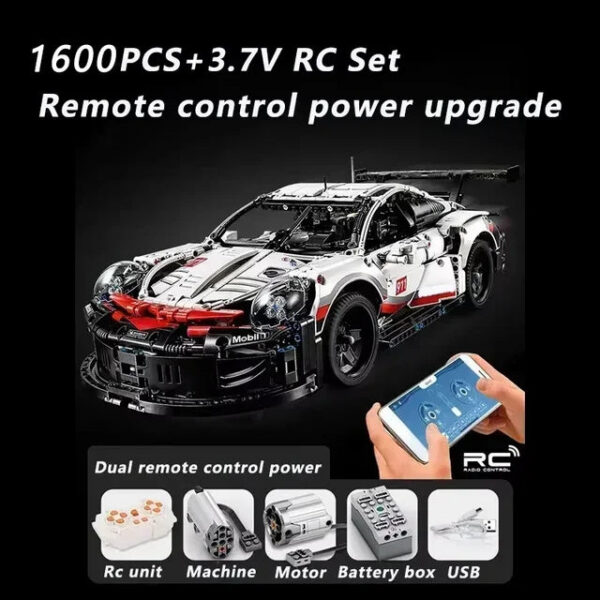 677e2fb4917453b9 1600+PCS 911RSR Technical 1:8 Building Blocks RC with Lights Racing Car Compatible 42096 Famous Sport Vehicle Model DIY Kid Toy