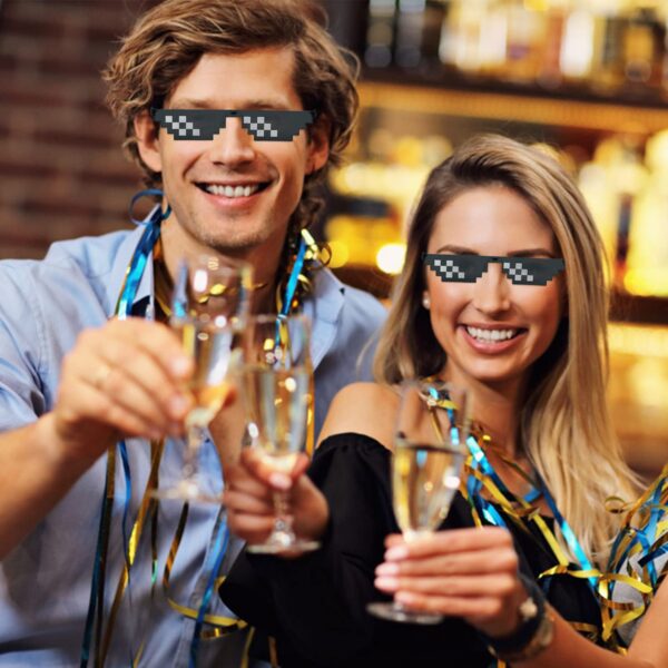 Lorigun Thug Life Pixel Sunglasses for Party, Deal with it Glasses Bachelor Part