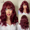 EASIHAIR Ombre Blonde Short Wavy Cosplay Lolita with Bangs Light Platinum Bob Synthetic Hair Wigs for Women Heat Resistant