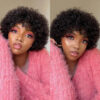 678ef0d252640245 Pixie Short Afro Bob Human With Bangs For Women Brazilian Remy Hair Wear and Go Natural Brown Kinky Curly Wigs
