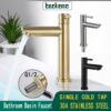 BAOKEMO 1/2Inch 304 Stainless Steel Single Cold Water Tap Gold Black Sier Color Deck Mounted Basin Sink Faucet
