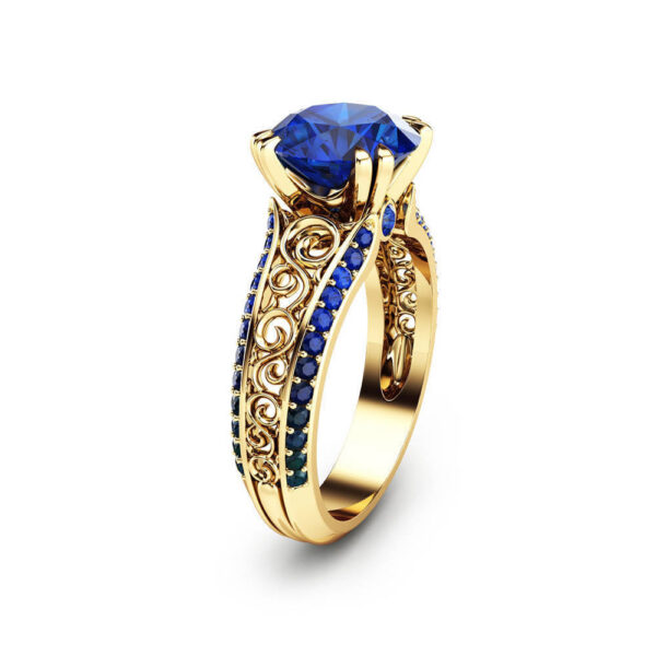 67a0b41035c71fa2 HOYON 14K Gold Color Blue Sapphire For Women Wedding Jewelry Diamond Style Red Gemstone Ruby Rose Ring Free Shipping
