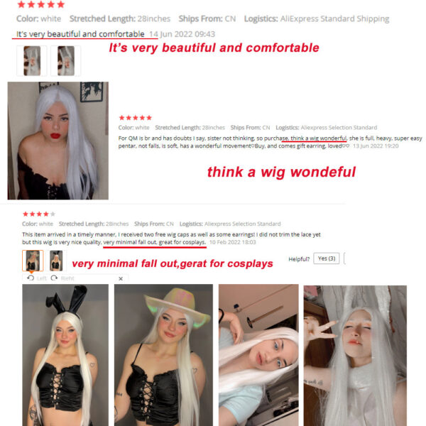 67a0e0243e215b06 I's a wig Long Straight White Cosplay Synthetic Wigs Women 60 613 Blonde Grey Pink Black Color for Daily Party Lolita