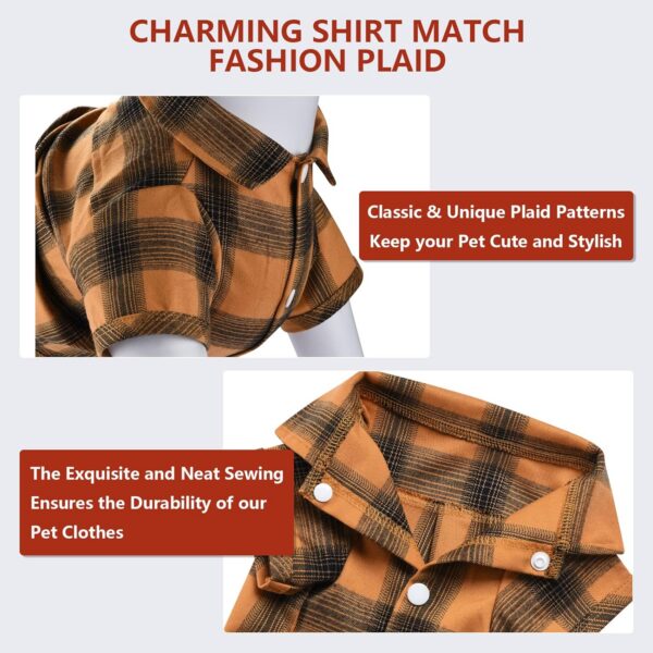 Koneseve Dog Shirt Plaid Dog Clothes for Small Dogs Boy Girl Cat Clothes Soft Puppy Outfit Adorable Pet T-Shirts Kitten Grid Costume Apparel Thanksgiving Christmas Clothing ( Yellow; L/Large )