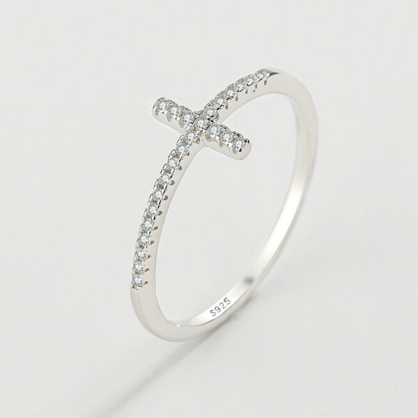 67b74771d7d338f8 NEW Exquisite Ring for Women Real S Sier Eternity Cross Zircon Small Diamond Fashion Engagement Party Gifts Jewelry
