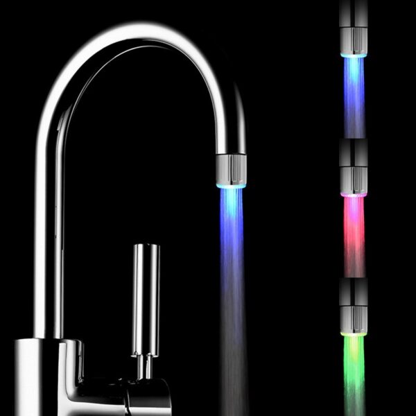 Bathroom LED 3-Color Light-up Temperature Kitchen Glow Water Saving Faucet Aerator Nozzle Shower