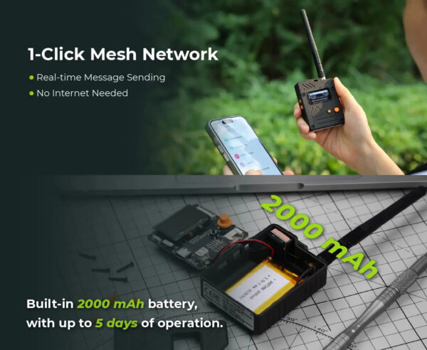 Wio Tracker L1 Pro Meshtastic Node MeshCore LoRa Mesh Communication 868MHz 915Mhz 1.3inch OLED Display Battery nRF52840 L76K GPS