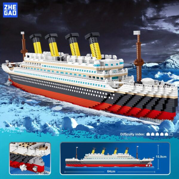 67ce3688076e2b2f 4404PCS Titanic Building Blocks Cruise Ship Mini Assemble Bricks Model DIY Toys Kits Desktop Decoration Holiday Gifts For Adult