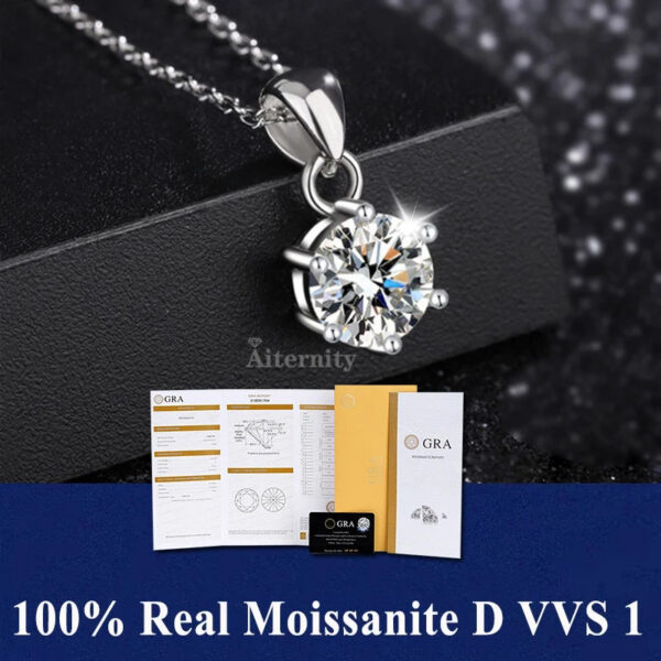 67cff7afbc586273 0.5ct-1.0ct VVS1 D Color Moissanite Necklace 925 Soild Sterling Sliver Chain with Certificate Fine Jewelry for Woman Jewelry