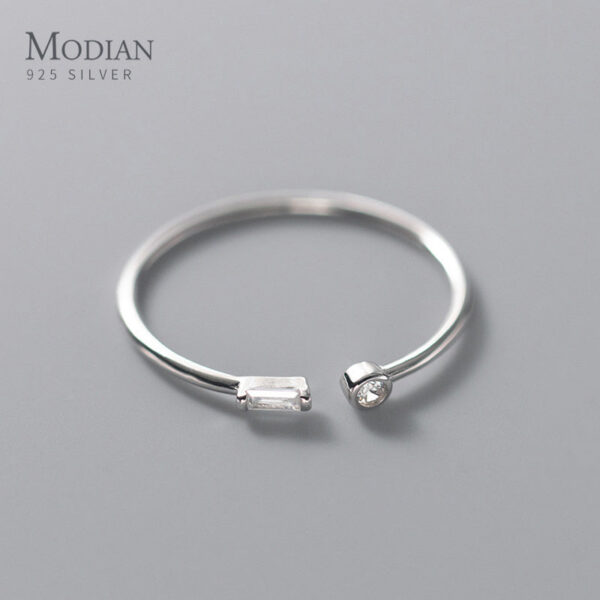 Modian Real Sterg Sier Simple Thin Clear CZ Finger Rings Adjustable 14K Gold Ring For Women Wedding Jewelry Gifts