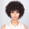 67f197435d4b96ab Pixie Short Afro Bob Human With Bangs For Women Brazilian Remy Hair Wear and Go Natural Brown Kinky Curly Wigs