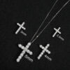 67ff40dff7c4b0a1 Full Moissanite Cross Pendant Necklace Original 925 Sterling Sliver Chain Plated 18k White Gold Fine Necklace for Women Jewelry