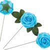 6829082ab375f05f Artificial Flower Foam Purple Rose 50pcs Real Looking Fake Rose with Stems Leaves for Home Decoration Party Garden Centerpieces DIY Wedding Bouquets(Purple)