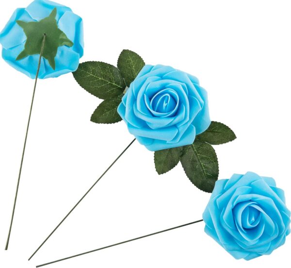 6829082ab375f05f Artificial Flower Foam Purple Rose 50pcs Real Looking Fake Rose with Stems Leaves for Home Decoration Party Garden Centerpieces DIY Wedding Bouquets(Purple)