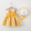 68465f8cb25111bb 2Pcs/Set Summer Baby Girl Dress Sweet Bowknot Plaid Children Clothes Lovely Thin Soft Clothing For Kids Toddlers Party Dresses
