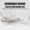 Raised Cat Bowl with Stand, 15° Tilted Cat Bowls for Kittens Elevated Cat Bowl Anti Vomiting Double Cat Bowls Plastic Transparent Cat Feeding Bowl
