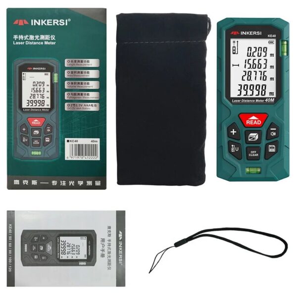 68560d3a06952990 INKERSI Rangefinder Digital Tape Measure 40M/70M/120m High Precision Laser Distance Meter Roulette Range Finder No Battery