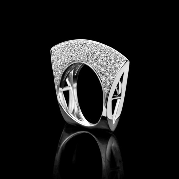Sterling Sier Personality Irregular Hollow Out Diamond Ring Ladies Bar Party Jewelry Gift